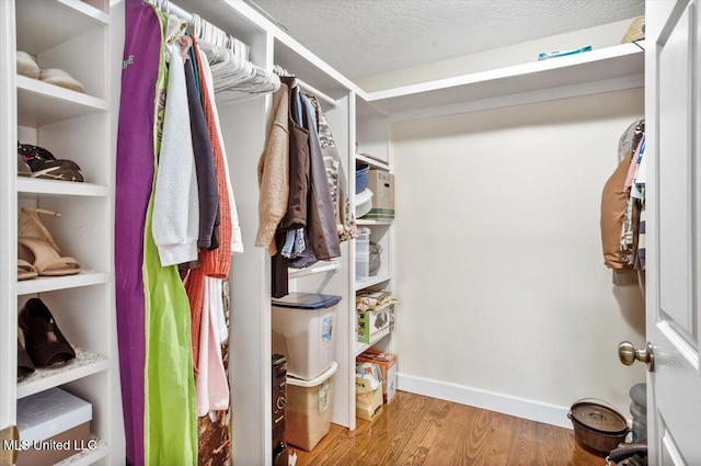 walk in closet featuring hardwood / wood-style floors