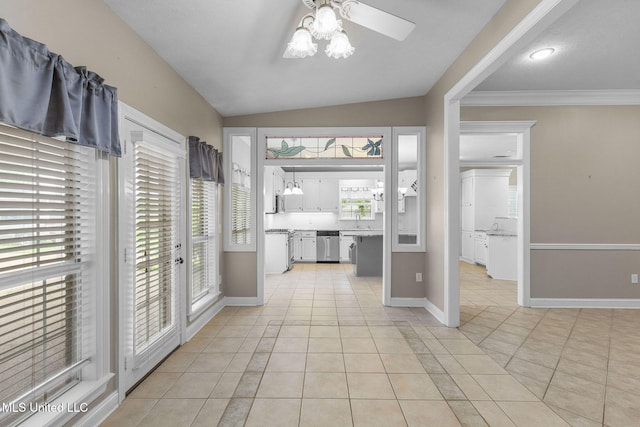 380 Green Acres Dr, Canton, MS 39046 - unfurnished sunroom featuring vaulted ceiling
