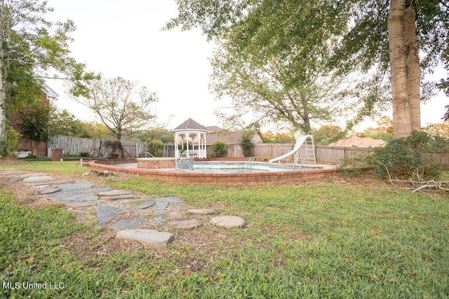 view of yard with a gazebo