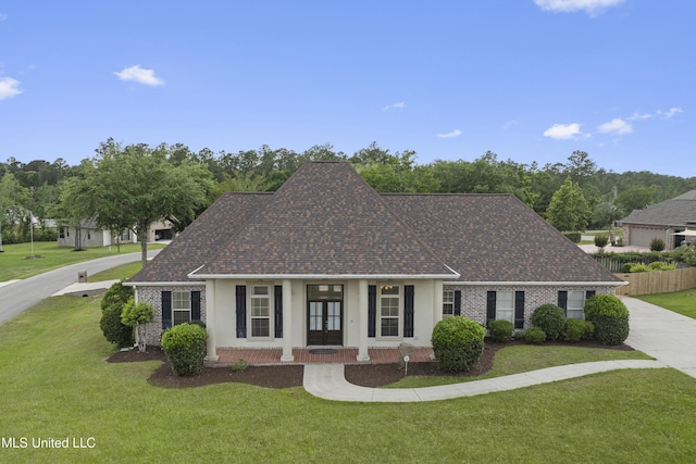 750 Doral Ct, Diamondhead, MS 39525 - single story home with fence, a front yard, stucco siding, brick siding, and a porch
