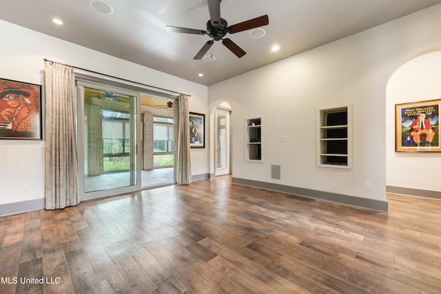 31 Poplar Cir, Gulfport, MS 39507 - empty room with arched walkways, ceiling fan, wood finished floors, and recessed lighting
