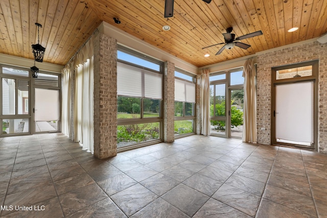 31 Poplar Cir, Gulfport, MS 39507 - unfurnished sunroom with wood ceiling and brick wall