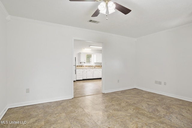 546 Hunters Creek Cir, Madison, MS 39110 - empty room with ornamental molding and ceiling fan