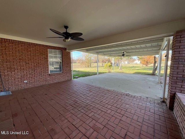 view of patio / terrace featuring ceiling fan