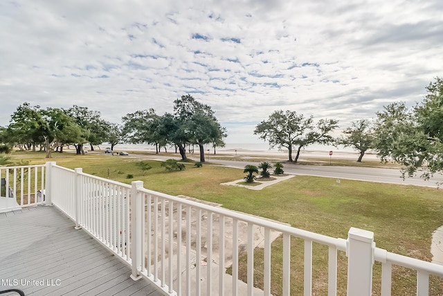 deck featuring a yard