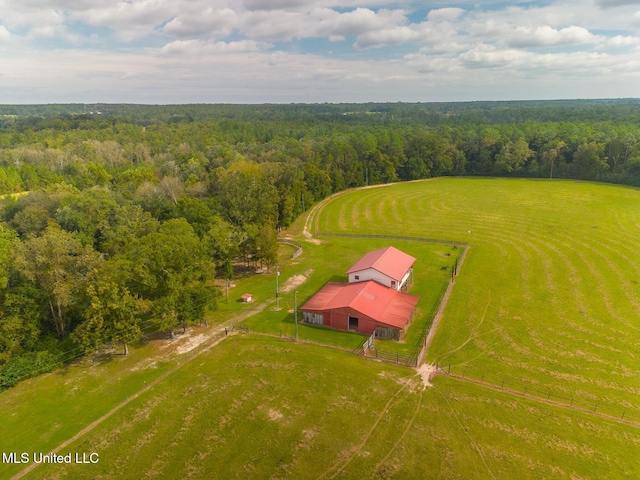 drone / aerial view featuring a rural view