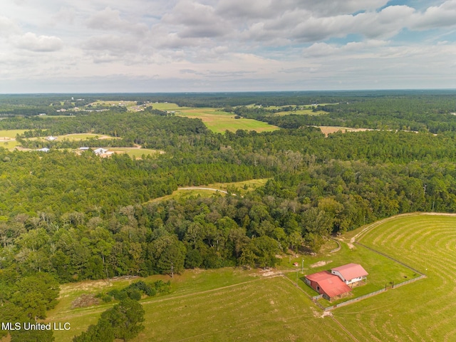 bird's eye view featuring a rural view