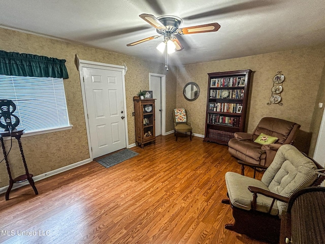 342 Lakebend Dr, Brandon, MS 39042 - living area featuring wood finished floors and a ceiling fan