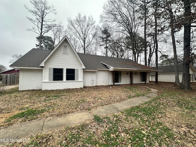 view of single story home