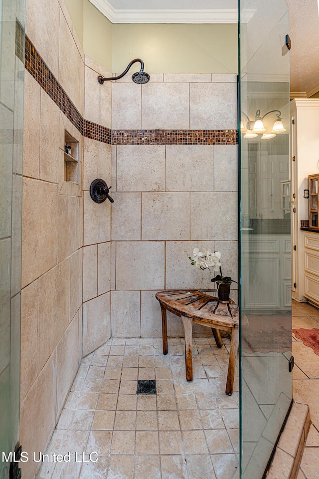116 Hidden Hills Dr, Madison, MS 39110 - full bath with crown molding, a tile shower, and vanity