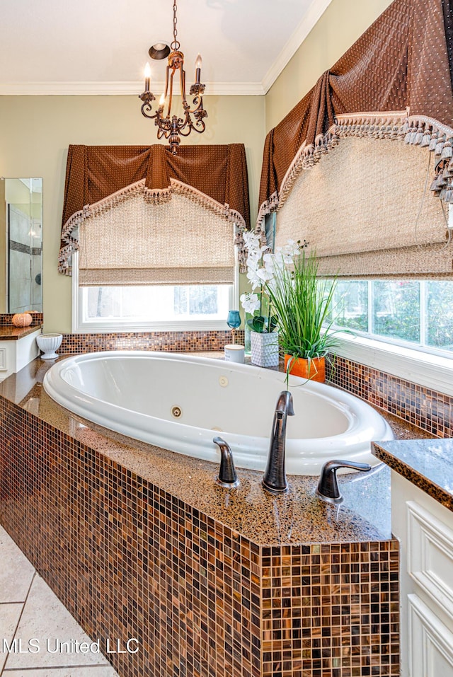 116 Hidden Hills Dr, Madison, MS 39110 - full bath with plenty of natural light, a tub with jets, ornamental molding, and vanity
