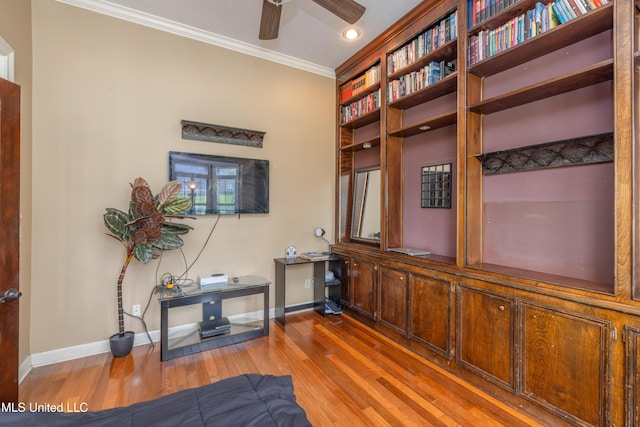 116 Hidden Hills Dr, Madison, MS 39110 - sitting room with crown molding, wood finished floors, and ceiling fan