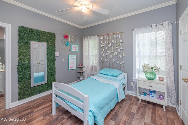 116 Hidden Hills Dr, Madison, MS 39110 - bedroom featuring wood finished floors, crown molding, and ceiling fan