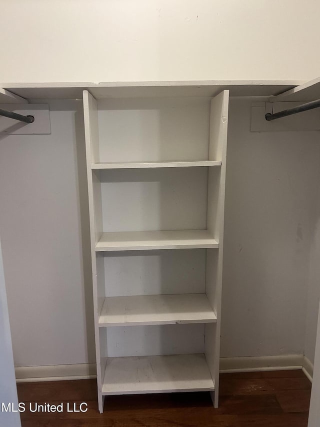 spacious closet featuring dark wood-style floors