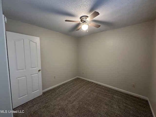 1664 Thomas St, Horn Lake, MS 38637 - empty room with ceiling fan, carpet flooring, baseboards, and a textured ceiling