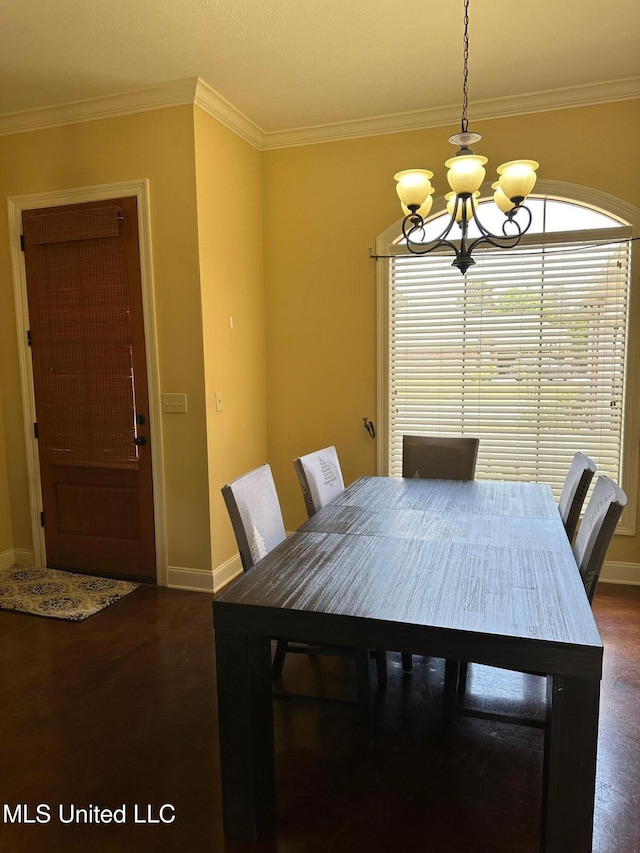 117 Memory Ln, Madison, MS 39110 - dining room with an inviting chandelier, baseboards, and ornamental molding