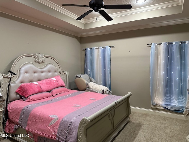 117 Memory Ln, Madison, MS 39110 - bedroom with ornamental molding, a tray ceiling, and carpet flooring