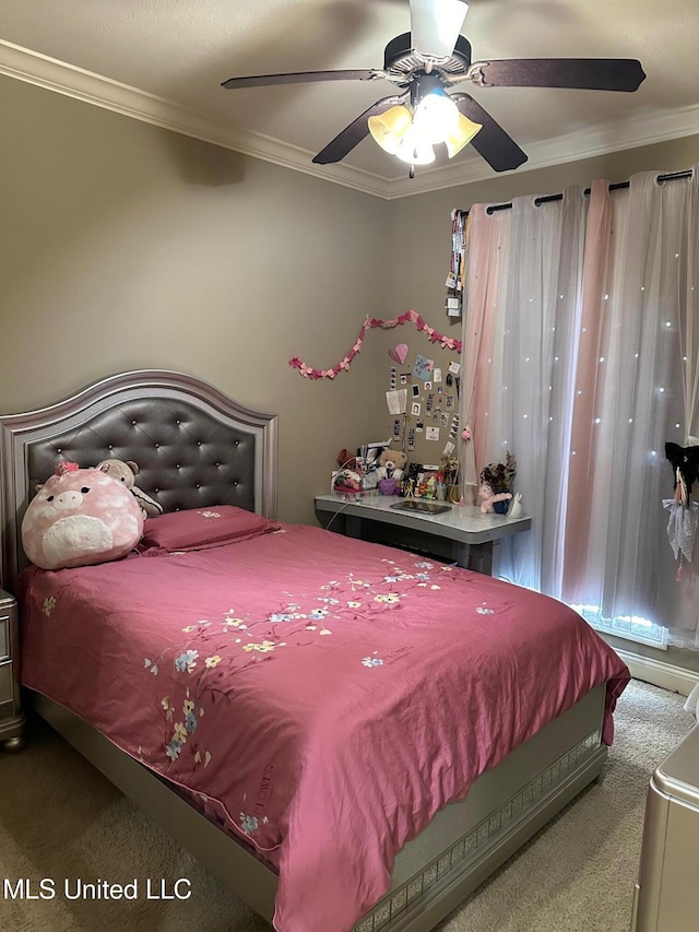 117 Memory Ln, Madison, MS 39110 - bedroom featuring a ceiling fan, ornamental molding, and carpet