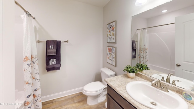 full bathroom with vanity, toilet, and shower / bathtub combination with curtain