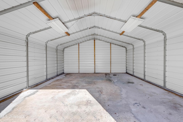 garage with metal wall