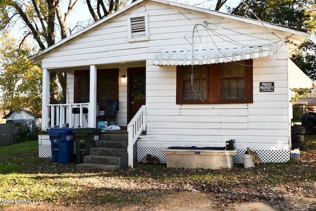 bungalow-style house featuring a porch