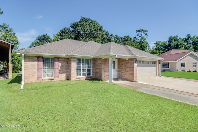 6909 N Rue Mornay, Biloxi, MS 39532 - single story home with an attached garage, concrete driveway, a front yard, and brick siding