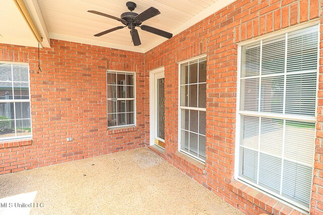 view of patio with a ceiling fan