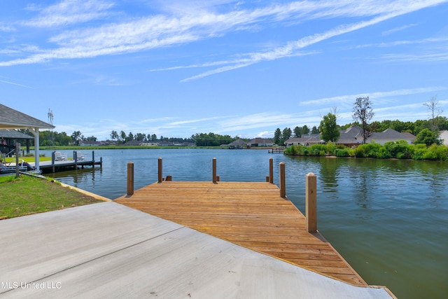 view of dock featuring a water view