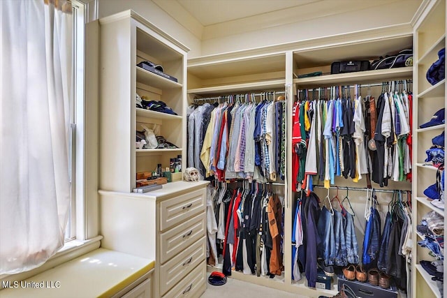 view of walk in closet