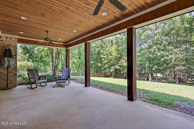 view of patio / terrace with ceiling fan