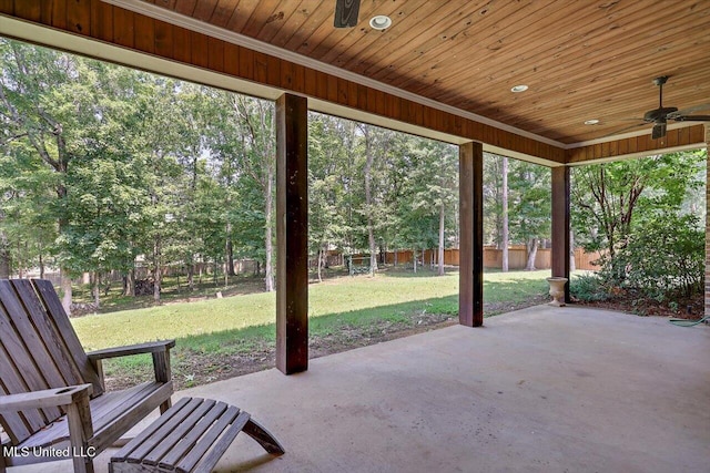 view of patio / terrace with ceiling fan