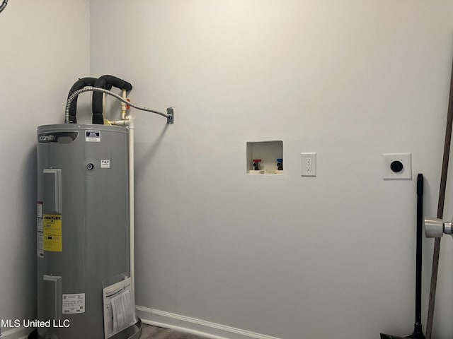 utility room featuring water heater