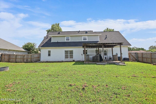 449 Abbey Woods, Brandon, MS 39047 - back of house with a pergola, a fenced backyard, and a patio area