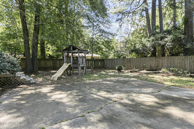 view of yard featuring a playground