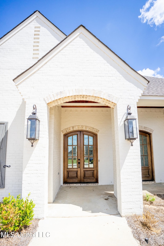 view of exterior entry with french doors