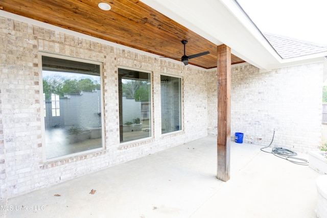 view of patio / terrace featuring ceiling fan