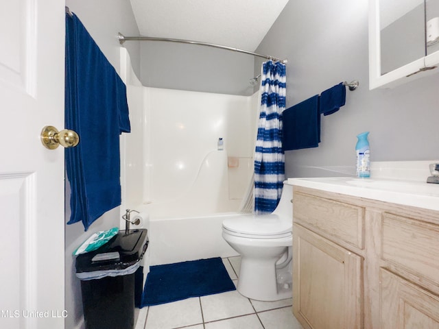 5080 Gautier Vancleave Rd Unit D-8, Gautier, MS 39553 - full bathroom featuring tile patterned floors, shower / tub combo with curtain, vanity, and toilet