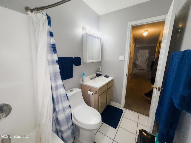 5080 Gautier Vancleave Rd Unit D-8, Gautier, MS 39553 - full bath with vanity, tile patterned floors, toilet, and curtained shower