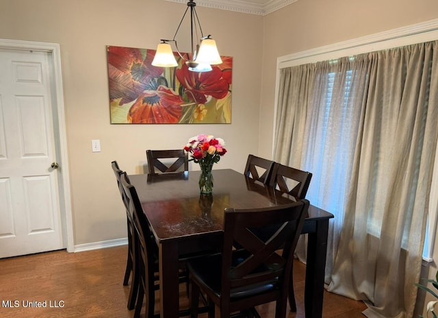 2043 Branch Creek Dr, Byram, MS 39272 - dining room featuring wood finished floors, crown molding, and a chandelier