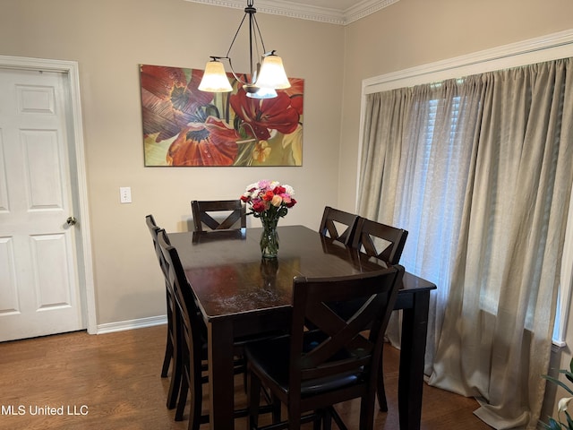 2043 Branch Creek Dr, Byram, MS 39272 - dining area with wood finished floors, ornamental molding, and a chandelier