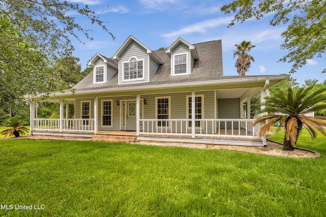 16609 Old River Rd, Vancleave, MS 39565 - farmhouse featuring covered porch, a front yard, and a shingled roof