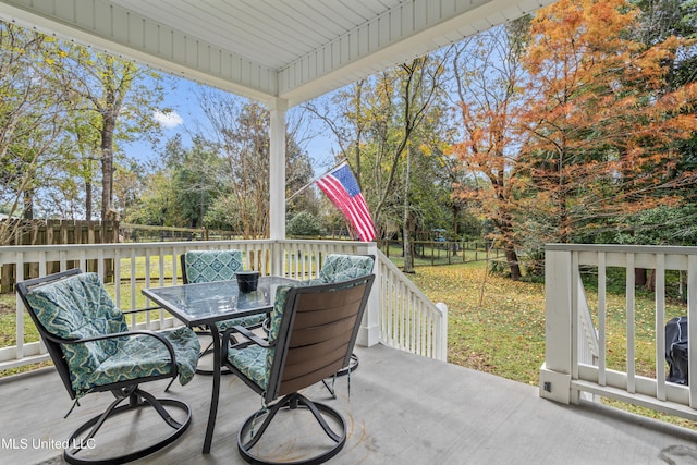 view of patio with a wooden deck