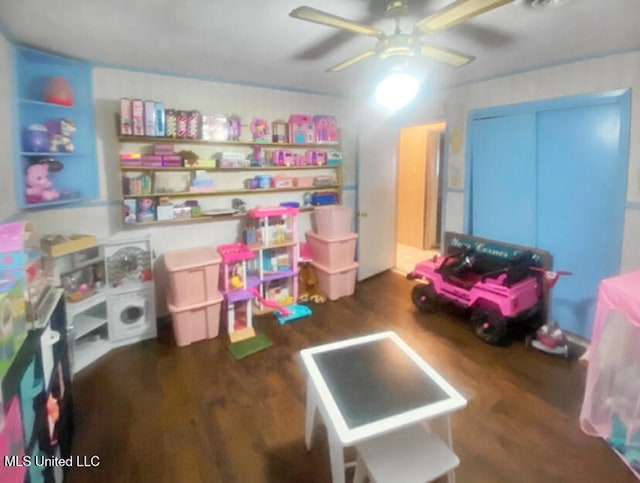 305 Bazinsky Rd, Vicksburg, MS 39180 - playroom with wood finished floors and a ceiling fan