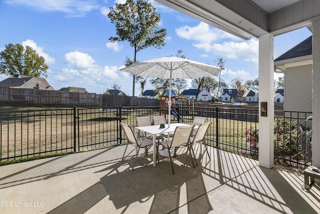 view of patio with a playground