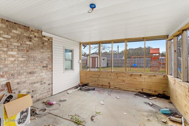 view of unfurnished sunroom