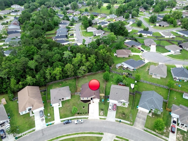 aerial view with a residential view