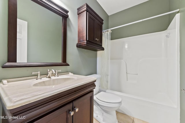 10566 W River Vue, Biloxi, MS 39532 - bathroom featuring vanity, tile patterned floors, and shower / bathtub combination with curtain