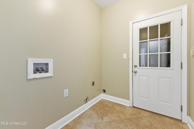 10566 W River Vue, Biloxi, MS 39532 - laundry room with hookup for an electric dryer, washer hookup, and light tile patterned floors