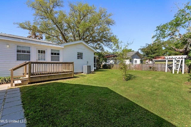 211 Demontluzin Ave, Bay Saint Louis, MS 39520 - view of yard featuring a deck and central air condition unit