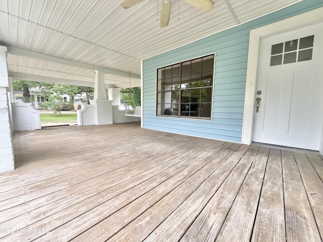 708 Lee Ave, Crystal Springs, MS 39059 - wooden terrace with a ceiling fan